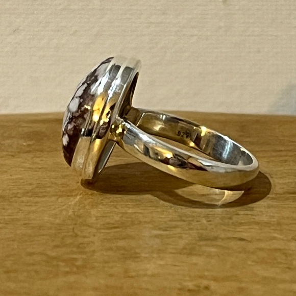 SOLID STERLING SILVER 925 WILD HORSE MAGNESITE GEMSTONE RING SIZE 8 - Picture 5 of 8